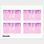 Sticker Rectangulaire Parties scintillant rose goutte nom pourpre (Feuille)