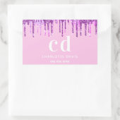 Sticker Rectangulaire Parties scintillant rose goutte nom pourpre (Sac)