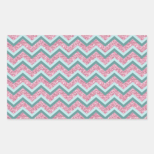 Sticker Rectangulaire Parties scintillant rose Motif ZigZag (Devant)
