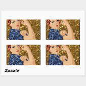 Sticker Rectangulaire parties scintillant rosie du rivètre (Feuille)