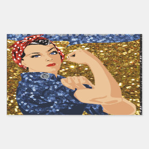 Sticker Rectangulaire parties scintillant rosie du rivètre