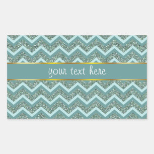 Sticker Rectangulaire Parties scintillant turquoise