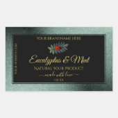 Sticker Rectangulaire Parties scintillant Turquoise foncée Noir Étiquett (Devant)