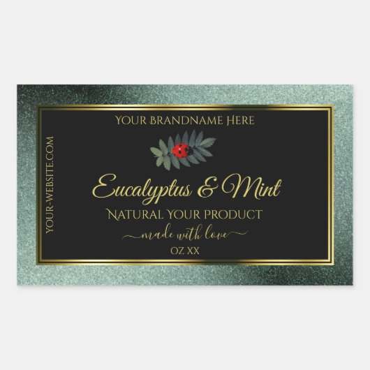 Sticker Rectangulaire Parties scintillant Turquoise foncée Noir Étiquett (Devant)