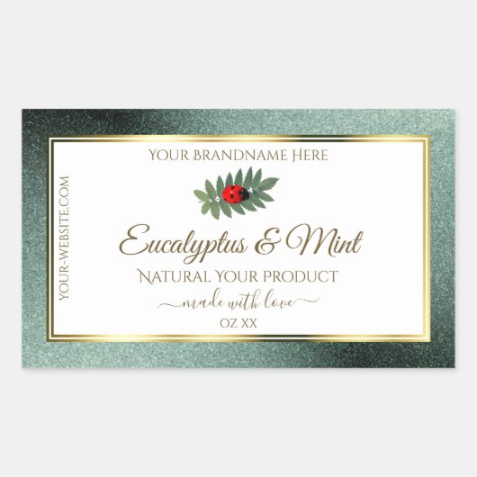 Sticker Rectangulaire Parties scintillant Turquoise foncée Produits blan (Devant)