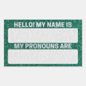 Sticker Rectangulaire Parties scintillant verte Noël Nom et Pronoun Étiq (Devant)