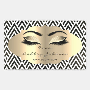 Sticker Rectangulaire Parties scintillant Yeux Lash Or de Chevron Blanc