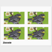 Sticker Rectangulaire Paruline à gorge jaune ~ Printemps (Feuille)