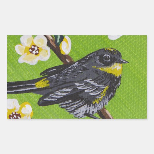 Sticker Rectangulaire Paruline à gorge jaune ~ Printemps (Devant)