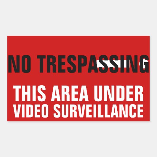 Sticker Rectangulaire Pas d'autocollants de surveillance vidéo intrusifs (Devant)