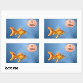 Sticker Rectangulaire Pas de poisson d'or de pêche (Feuille)