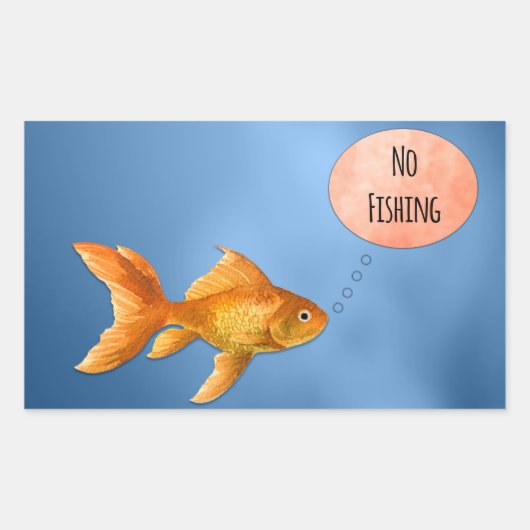 Sticker Rectangulaire Pas de poisson d'or de pêche (Devant)