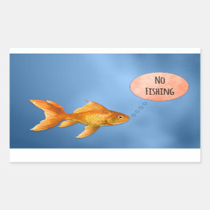 Sticker Rectangulaire Pas de poisson d'or de pêche
