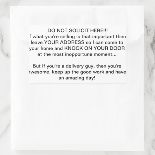 Sticker Rectangulaire pas de sollicitation (Sac)