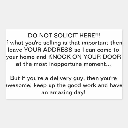 Sticker Rectangulaire pas de sollicitation (Devant)