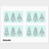 Sticker Rectangulaire pastel bleu glacé élégant sapins de Noël (Feuille)
