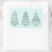 Sticker Rectangulaire pastel bleu glacé élégant sapins de Noël (Sac)