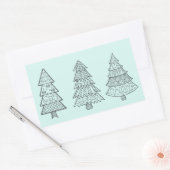Sticker Rectangulaire pastel bleu glacé élégant sapins de Noël (Enveloppe)