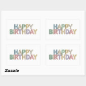 Sticker Rectangulaire  Pastel Felt Letters Happy Birthday (Feuille)
