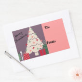 Sticker Rectangulaire Pastel Joyeux Arbre de Noël & Présentations (Enveloppe)