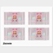 Sticker Rectangulaire Pastel Princess Mariée en Manches Puff & Parties s (Feuille)