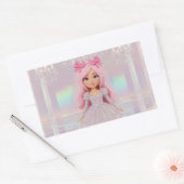 Sticker Rectangulaire Pastel Princess Mariée en Manches Puff & Parties s (Enveloppe)
