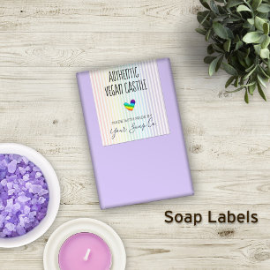 Sticker Rectangulaire Pastel Rainbow Stripes Motif et Heart Soap