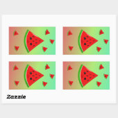 Sticker Rectangulaire pastèque et bébés heureux (Feuille)