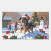 Sticker Rectangulaire Pasteur anatolien Noël Festif Neige (Devant)