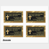 Sticker Rectangulaire Pasteur d'église or et noir élégant (Feuille)
