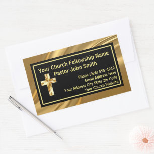 Sticker Rectangulaire Pasteur d'église or et noir élégant