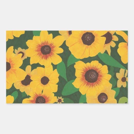 Sticker Rectangulaire Patch of Yellow Sunflowers Peinture sur autocollan (Devant)