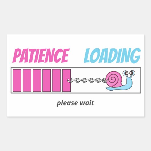 Sticker Rectangulaire Patience Chargement Dessin de l'escargot mignon Fa (Devant)