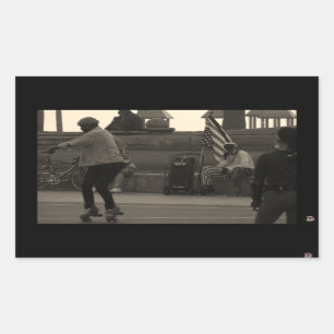 Sticker Rectangulaire Patins unis super photo été