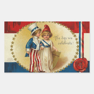 Sticker Rectangulaire Patriotic_Boy et Girl_Sticker