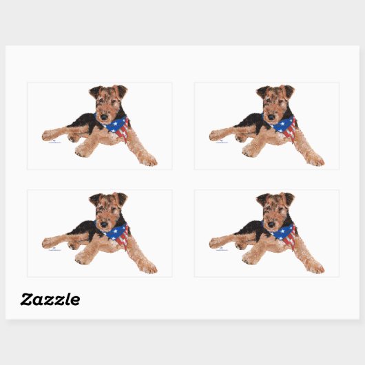 Sticker Rectangulaire Patriotic Terrier Puppy (Feuille)