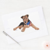 Sticker Rectangulaire Patriotic Terrier Puppy (Enveloppe)