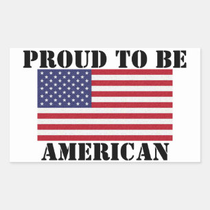 Sticker Rectangulaire Patriotique et puissant Fier d'être américain