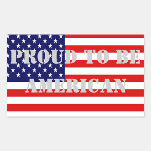 Sticker Rectangulaire Patriotique et puissant Fier d'être américain
