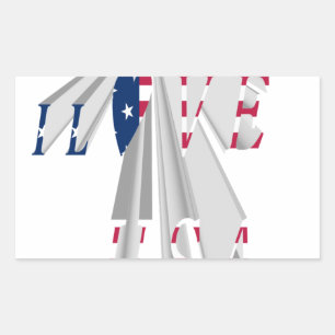 Sticker Rectangulaire Patriotisme effarant : I Love USA Perspective Art