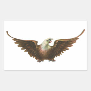 Sticker Rectangulaire Patriotisme Vintage Aigle Américain Oiseau en Vol