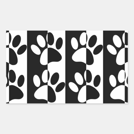 Sticker Rectangulaire Patrouilles Et Rayures De Chien Noir Et Blanc (Devant)