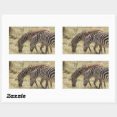 Sticker Rectangulaire pâturage de zèbres (Feuille)