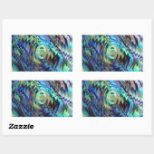 Sticker Rectangulaire Paua abalone coques bleu vert abstrait design (Feuille)