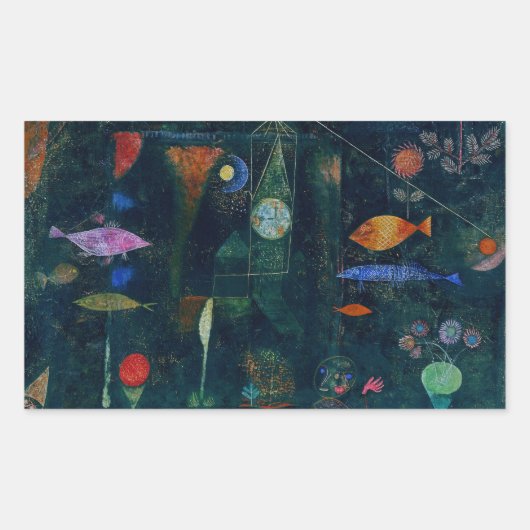 Sticker Rectangulaire Paul Klee Fish Magic Peinture Abstraite Art graphi (Devant)
