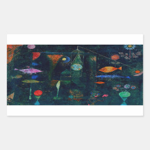Sticker Rectangulaire Paul Klee Fish Magic Peinture Abstraite Art graphi