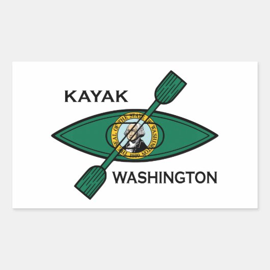 Sticker Rectangulaire Pavillon d'État de Kayak Washington (Devant)