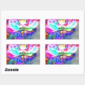 Sticker Rectangulaire Pavot rose, aquarelle peinture florale (Feuille)