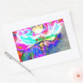 Sticker Rectangulaire Pavot rose, aquarelle peinture florale (Enveloppe)