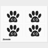 Sticker Rectangulaire Paw Chien en Perdu Grunge K-9 (Feuille)